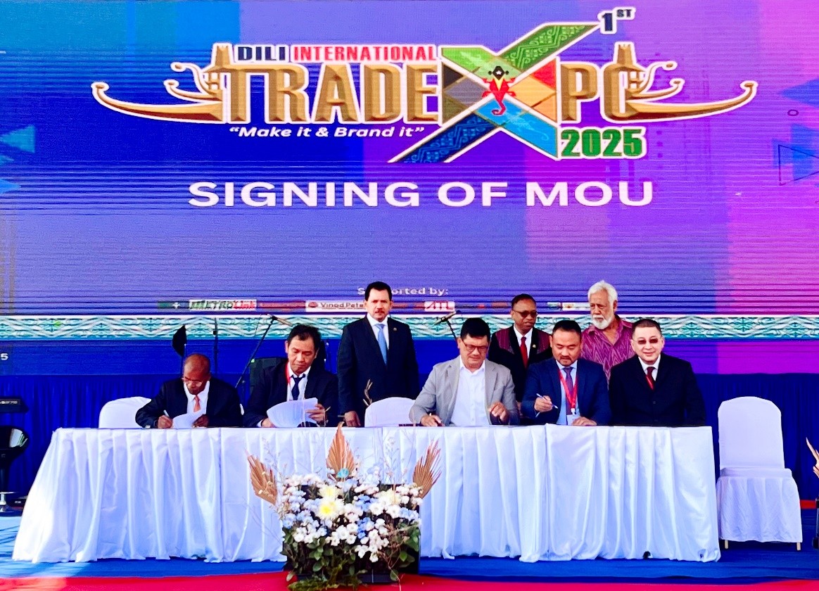 澳门企业在2025年帝力国际贸易博览会上达成合作。澳门特区招商投资促进局供图