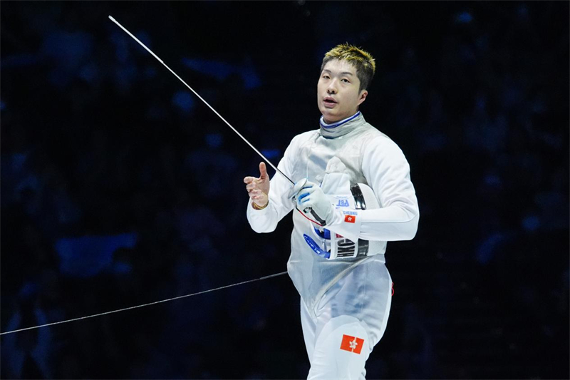 香港选手张家朗庆祝胜利。主办方供图