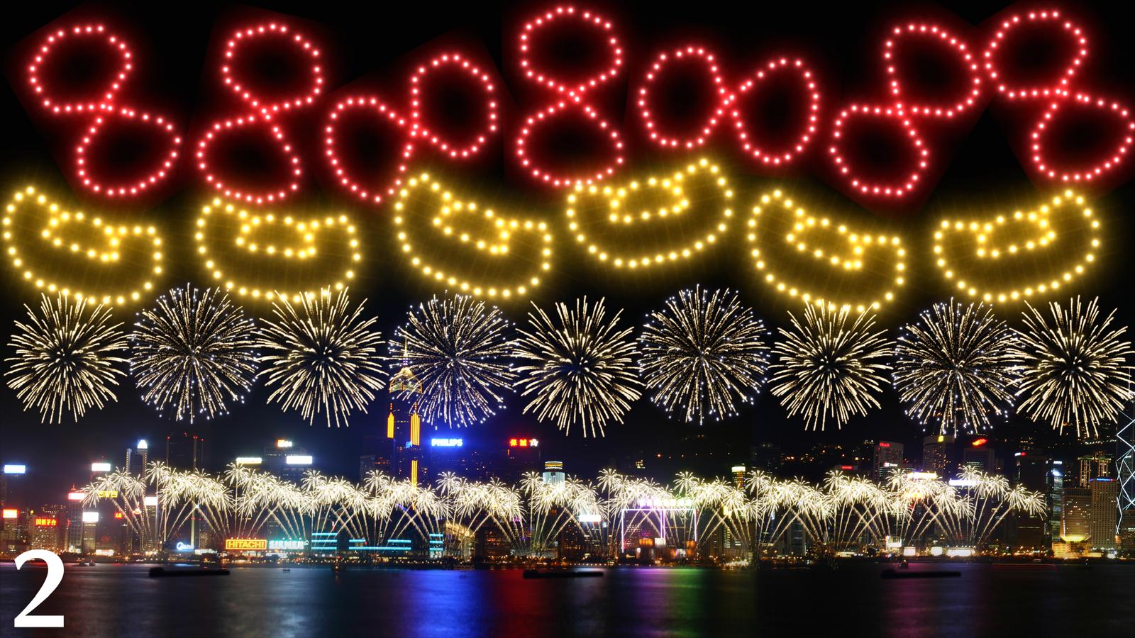 图2.新春烟花汇演第二幕《共庆新春》效果图。香港特区政府新闻处供图