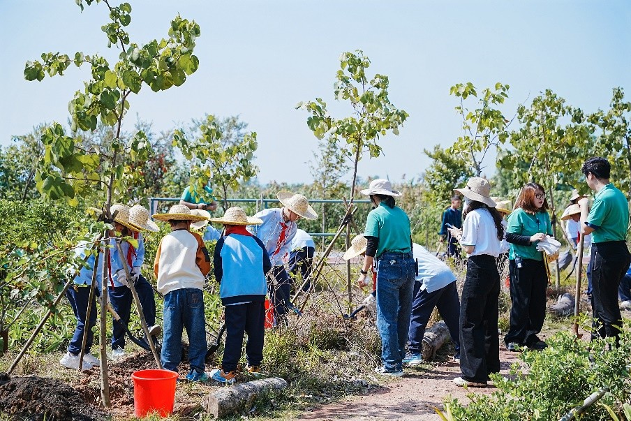 横琴青少年参与植树活动。横琴粤澳深度合作区城市规划和建设局供图