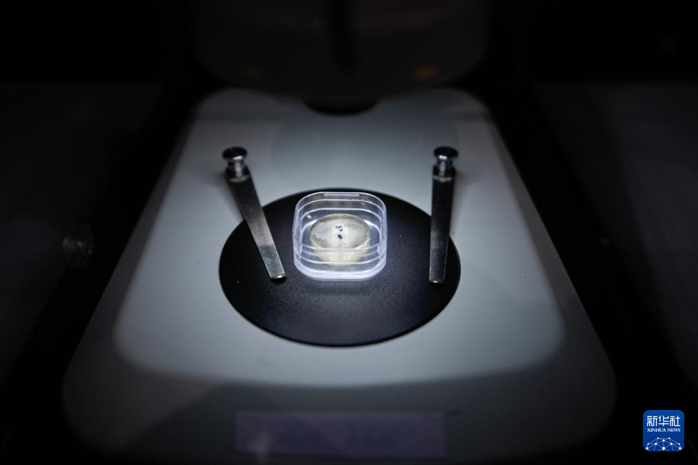 7月31日拍摄的展出的月壤样品。新华社发（吕小炜 摄）